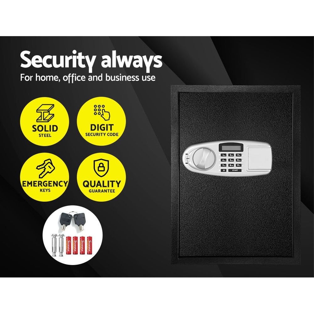 Large Digital Safe 50x35cm - Family Security Vault with LCD & Shelves
