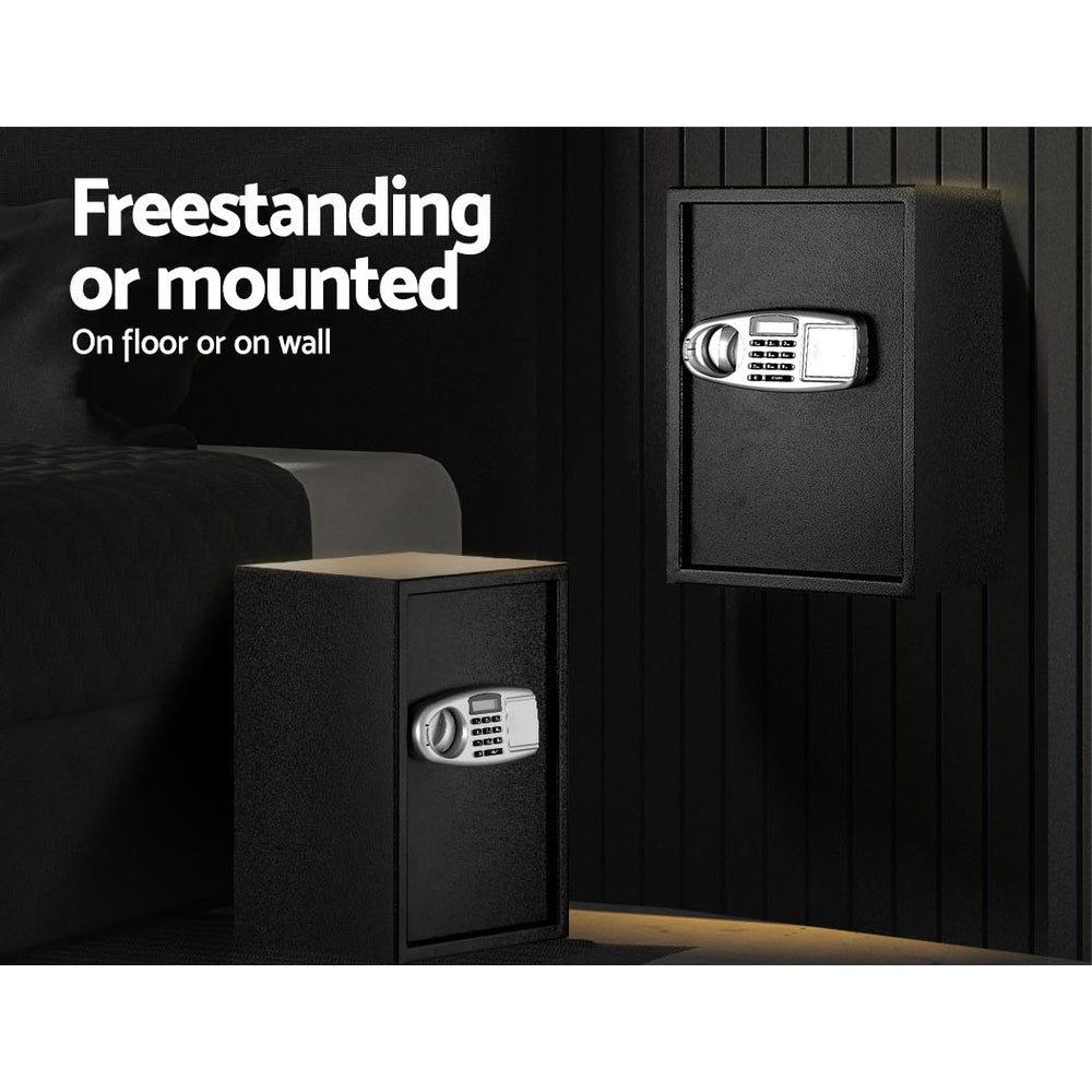 Professional wall mounting system for large digital family safe with pre-drilled holes