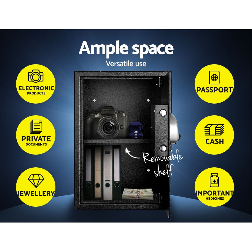 50x35x31cm family safe size comparison showing substantial storage capacity for valuables