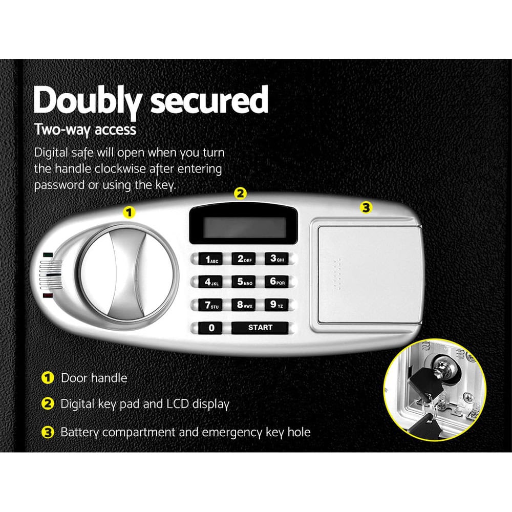 Large Digital Safe 50x35cm - Family Security Vault with LCD & Shelves