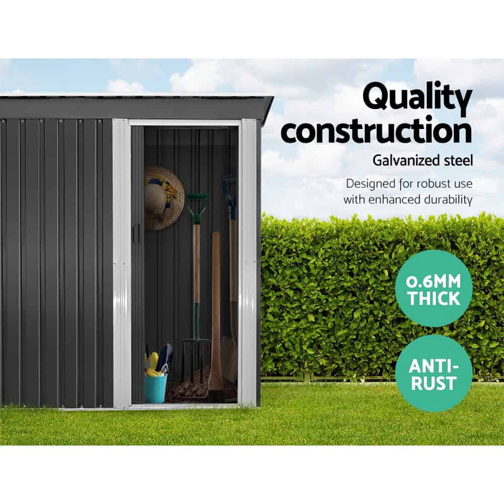 1.62x0.86M Metal Garden Shed – Outdoor Storage Tool House with Sliding Door, Grey