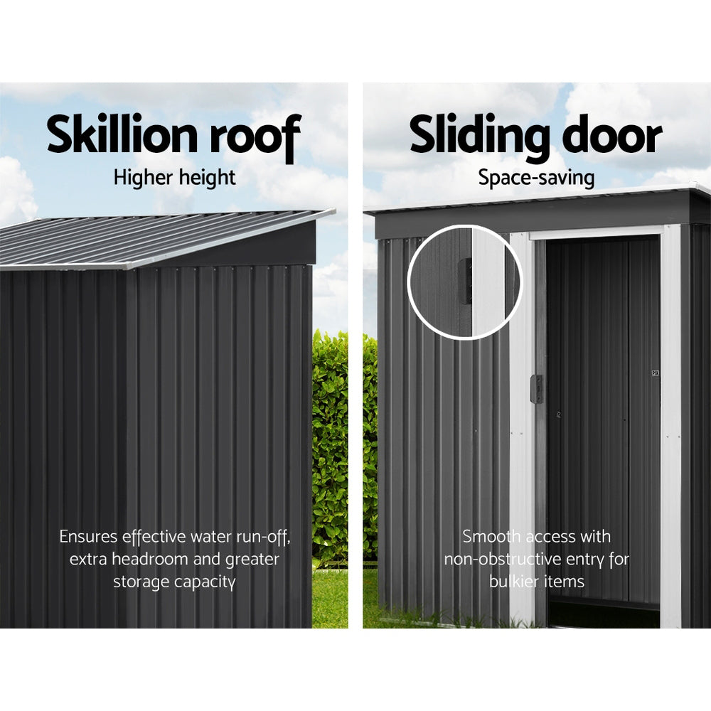 1.62x0.86M Metal Garden Shed – Outdoor Storage Tool House with Sliding Door, Grey