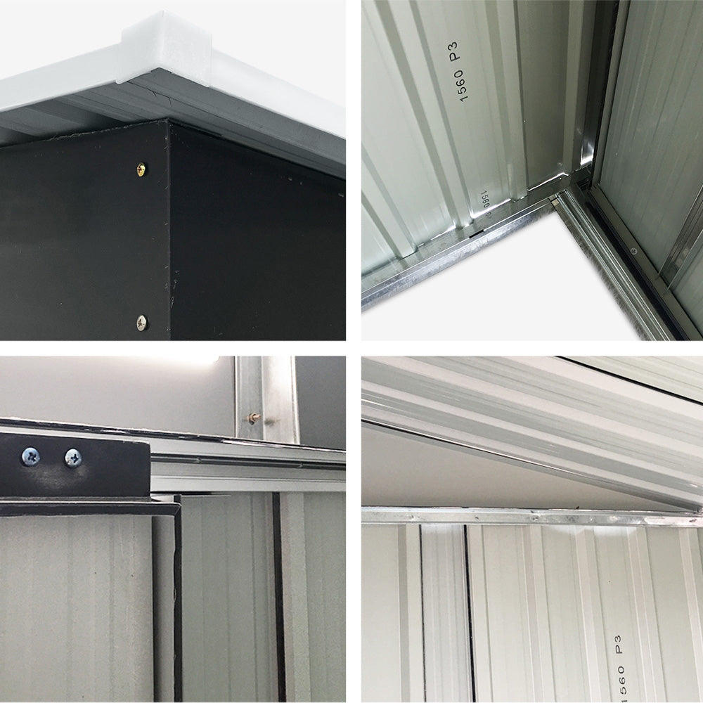 Compact 1.62x0.86m Grey Steel Garden Shed – Weatherproof Outdoor Storage with Sliding Door