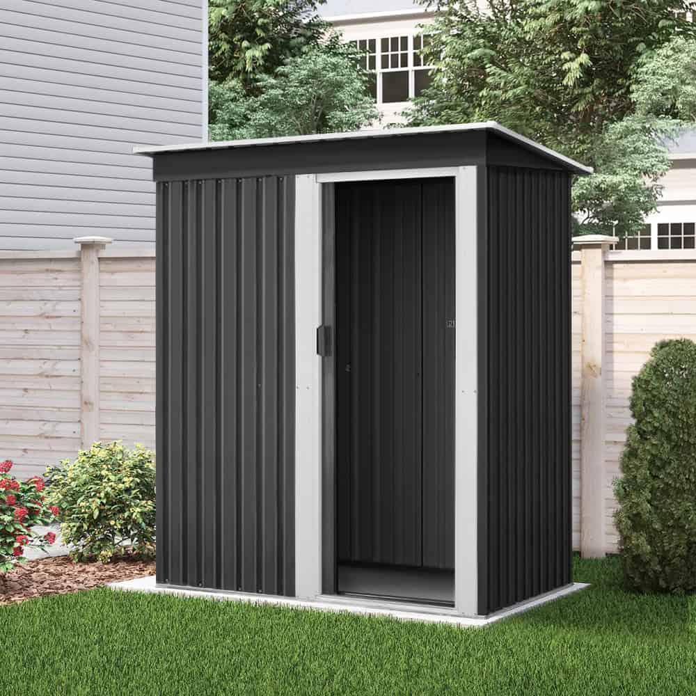 1.62x0.86M Metal Garden Shed – Outdoor Storage Tool House with Sliding Door, Grey