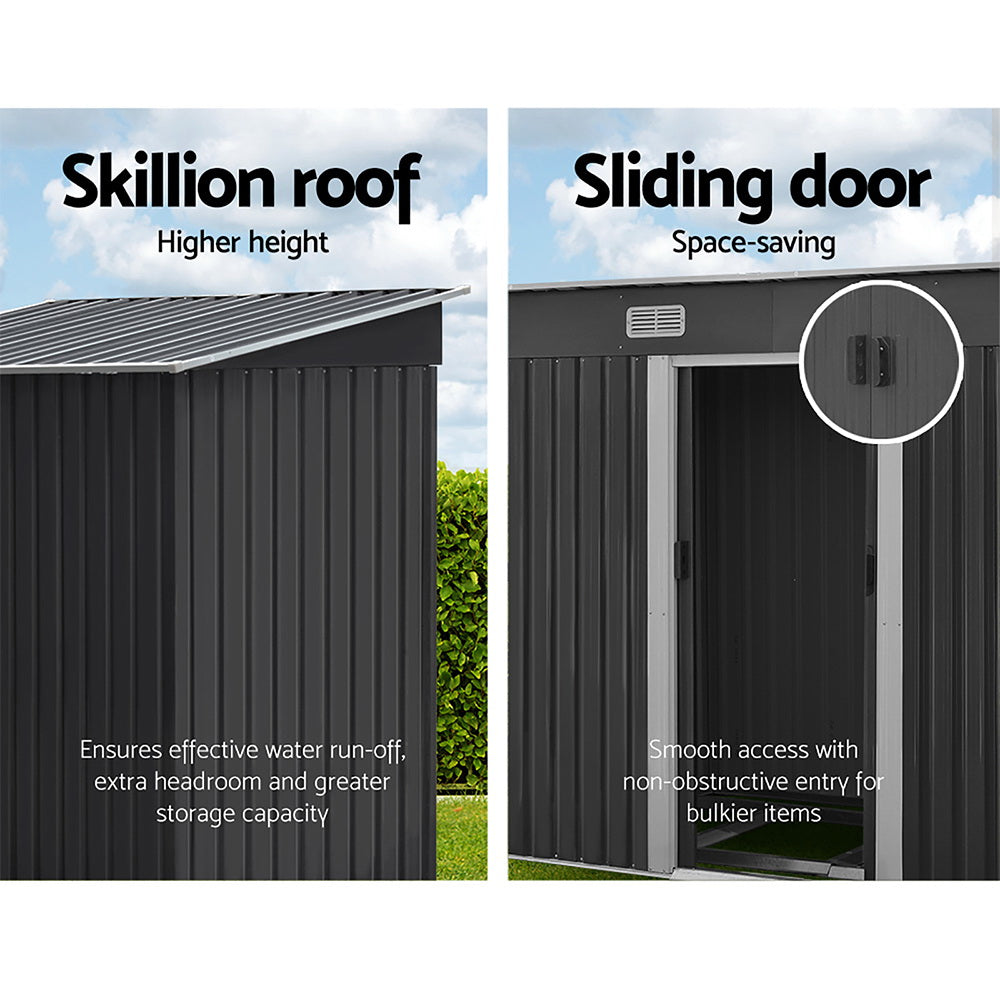 1.94 x 1.21m Grey Metal Garden Shed – Compact Outdoor Storage for Tools & Gear