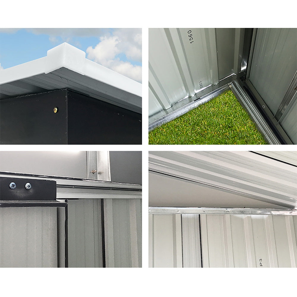 1.94 x 1.21m Grey Metal Garden Shed – Compact Outdoor Storage for Tools & Gear