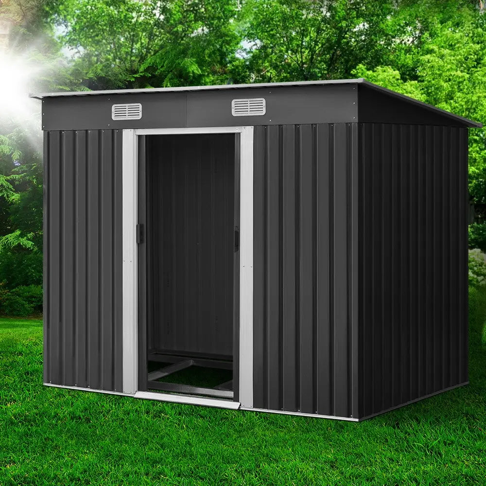 2.38m x 1.31m Steel Garden Shed with Base Frame | Weatherproof Storage