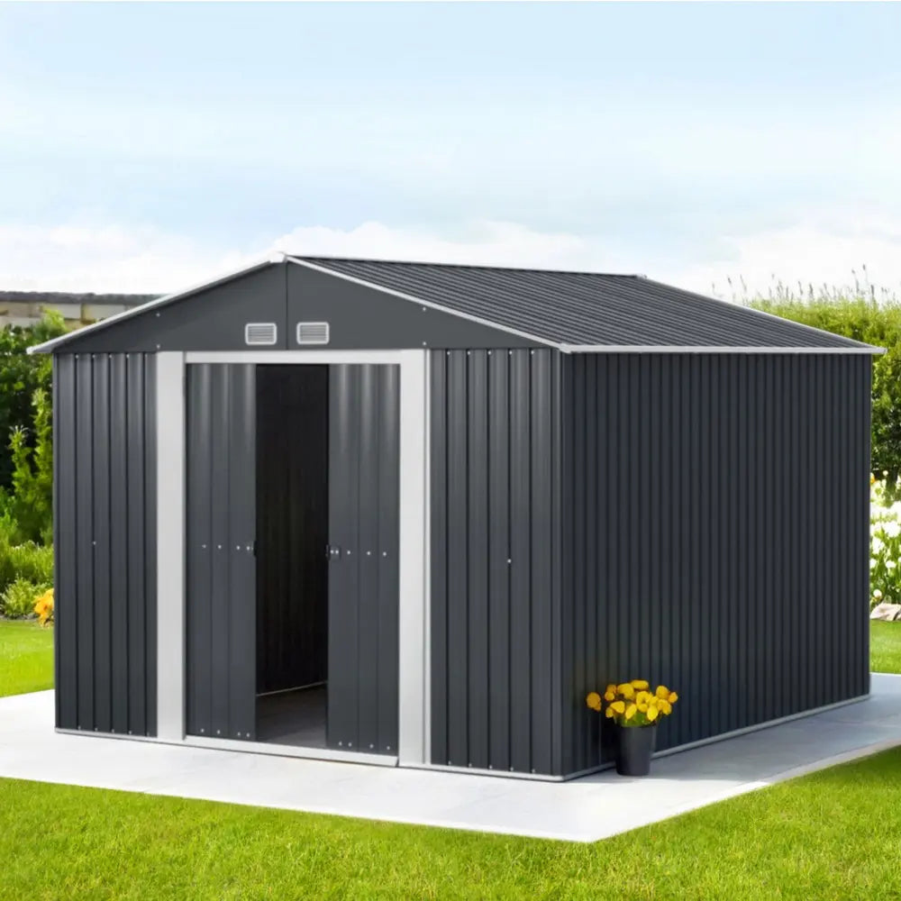 3x3M Garden Shed - Steel Outdoor Storage with Lockable Doors