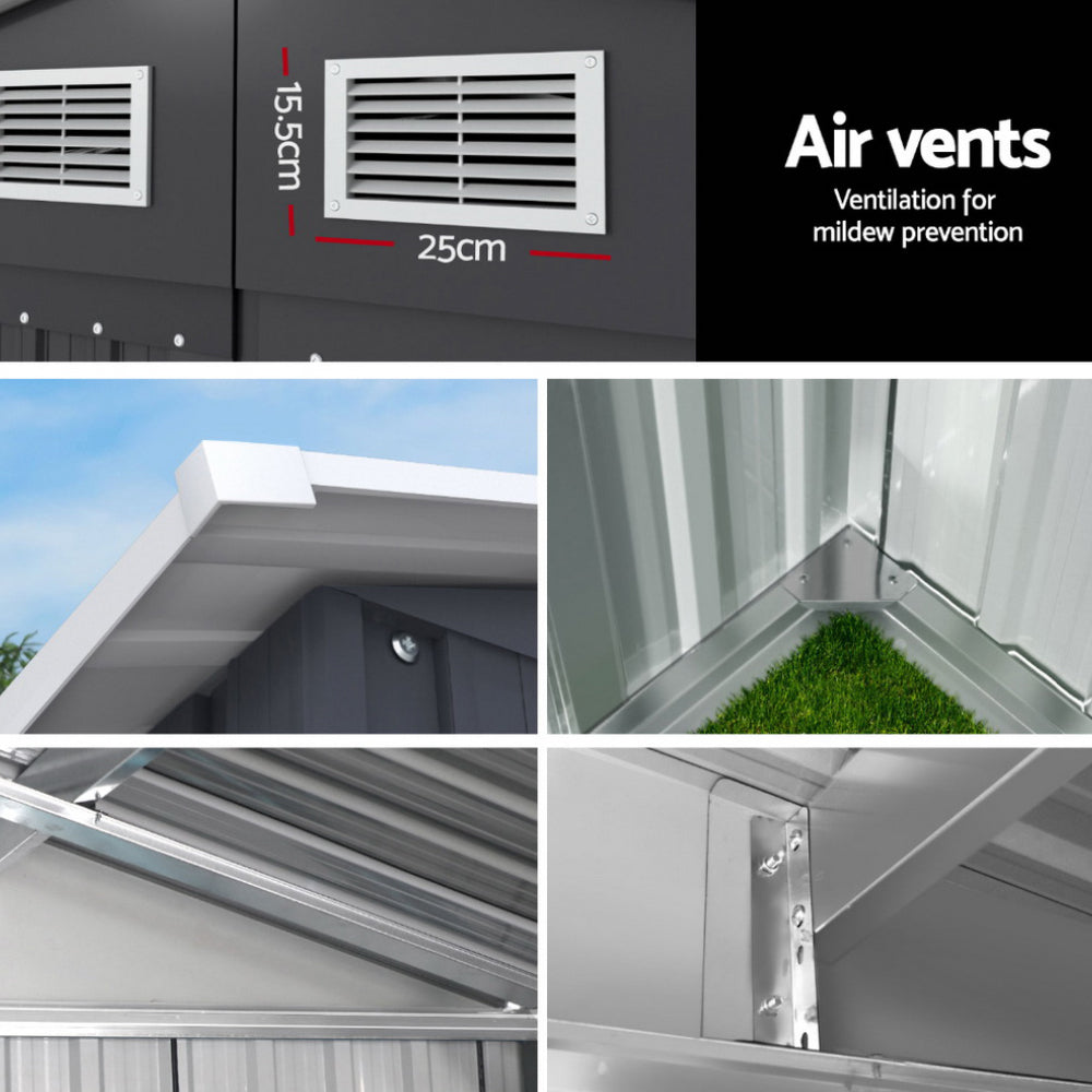 3m x 5.38m XL Garden Shed 16m² | Heavy Duty Workshop Shed Grey