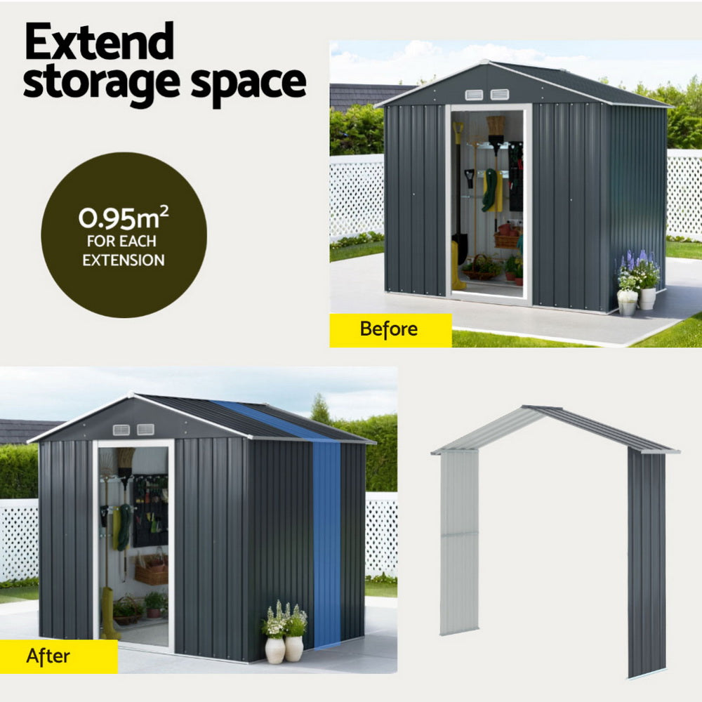Garden Shed Extension Kit – Galvanised Steel Add-On for Outdoor Storage, Grey