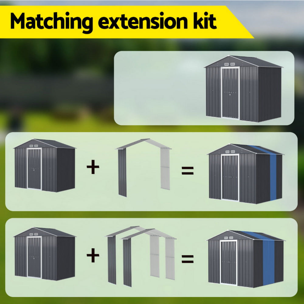 Garden Shed Extension Kit – Galvanised Steel Add-On for Outdoor Storage, Grey