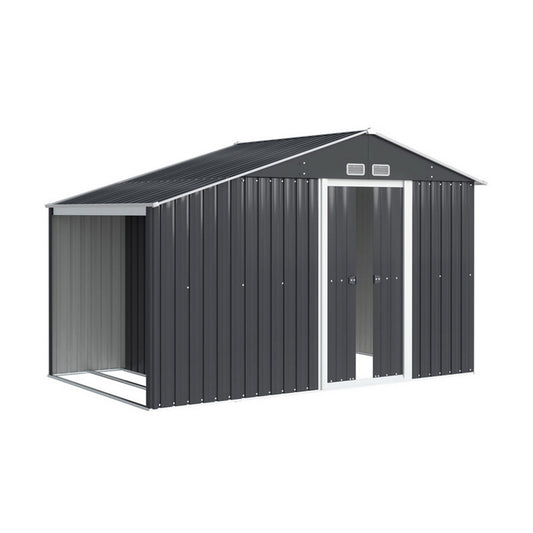 Extra-large 3.2m steel garden shed with sliding doors