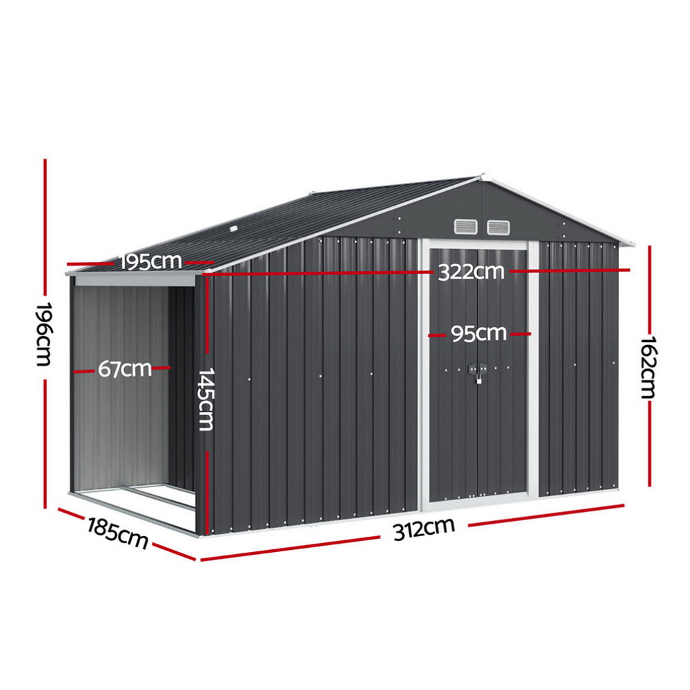 3.22m x 1.96m backyard storage solution with grey finish