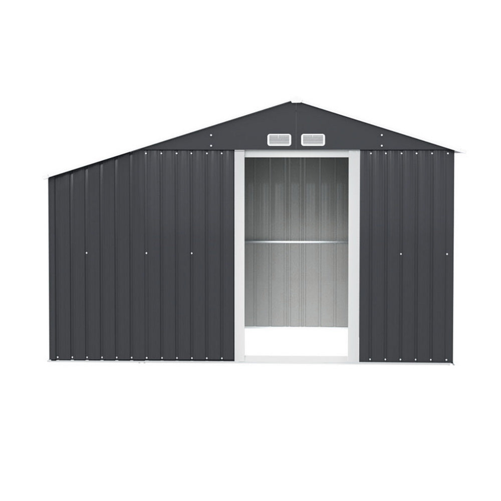 Heavy-duty weatherproof steel shed for backyard storage