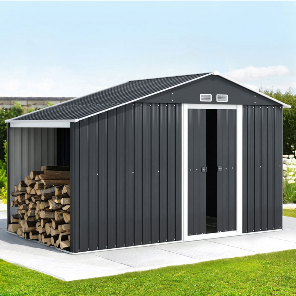 3.2m Extra-Large Outdoor Garden Shed – Heavy-Duty Steel Storage with Lock & Vents (Grey)