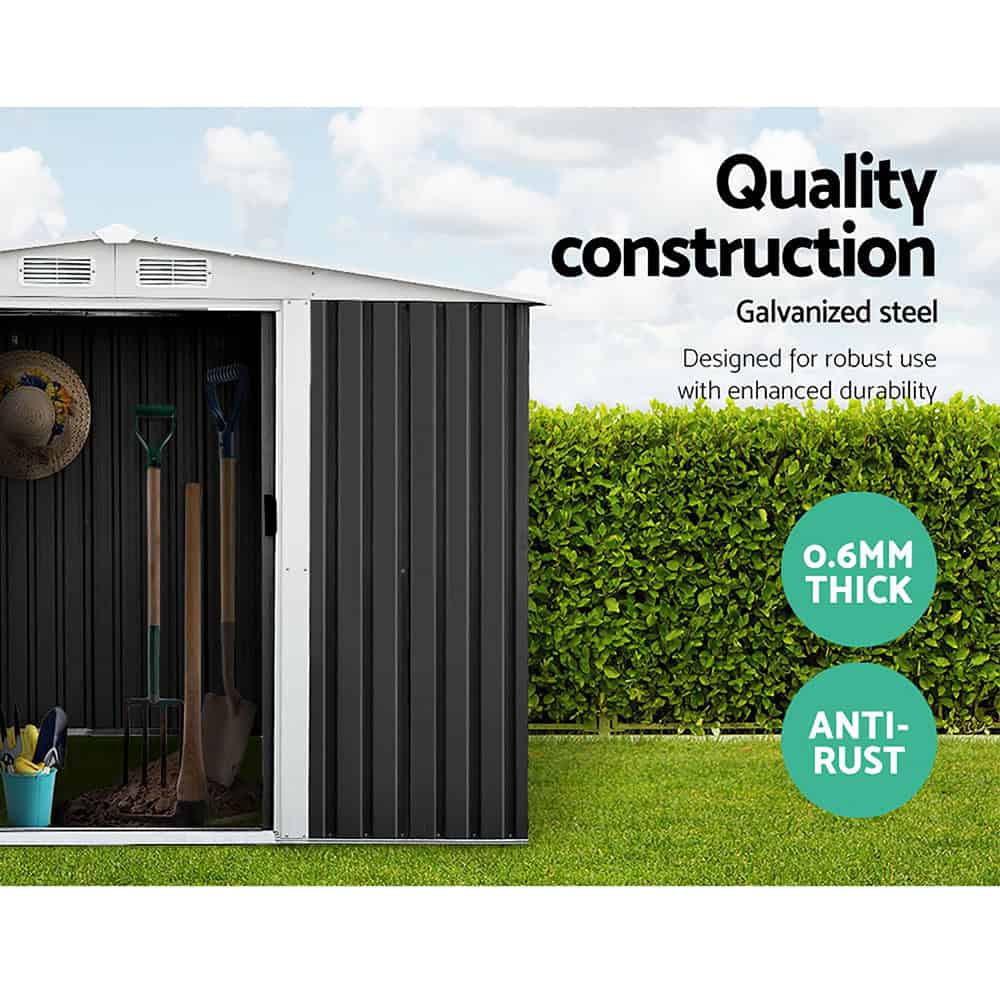 2.58x2.07m Garden Shed with Double Sliding Doors – Heavy-Duty Outdoor Storage