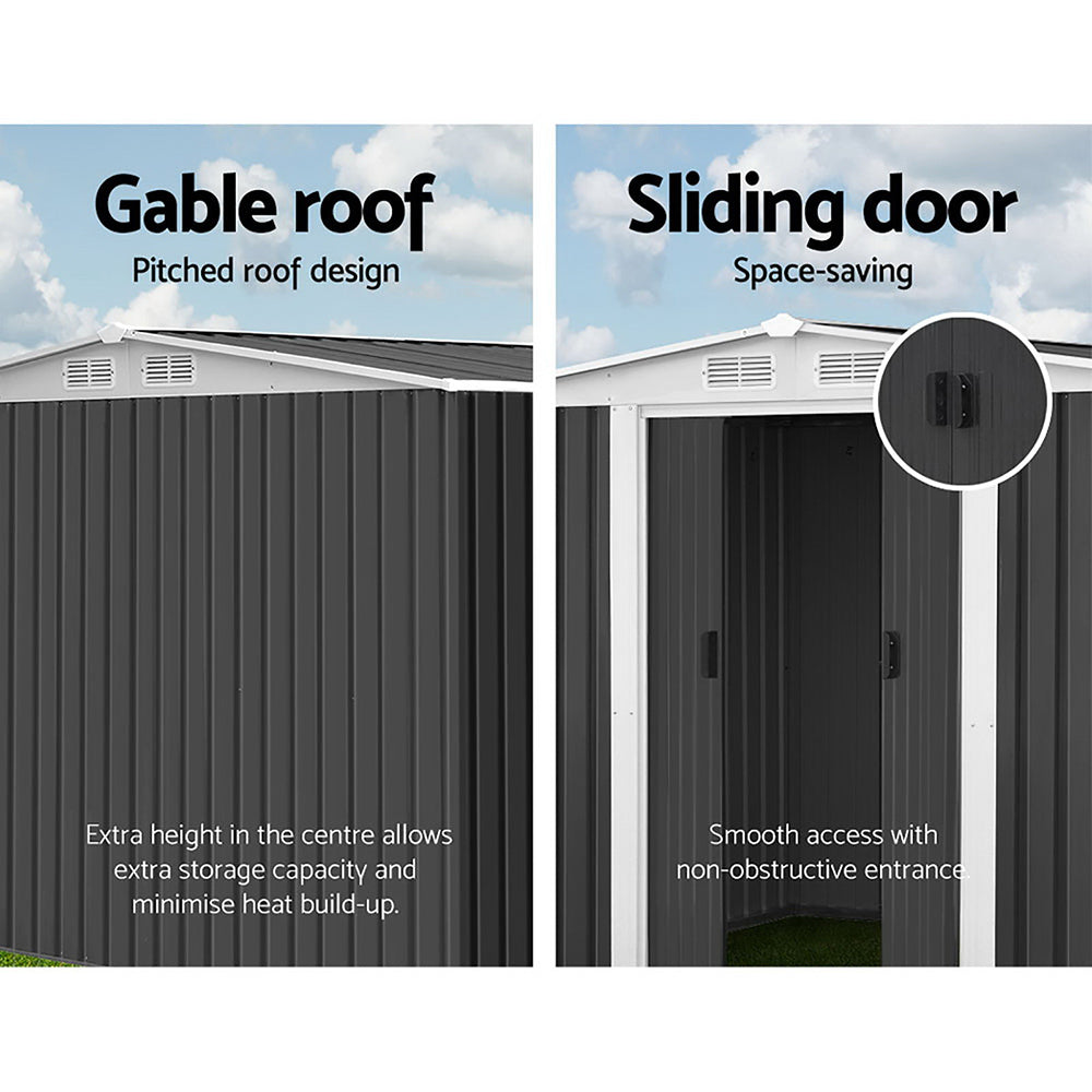 2.58x2.07M Garden Shed with Double Sliding Doors – Heavy-Duty Outdoor Storage