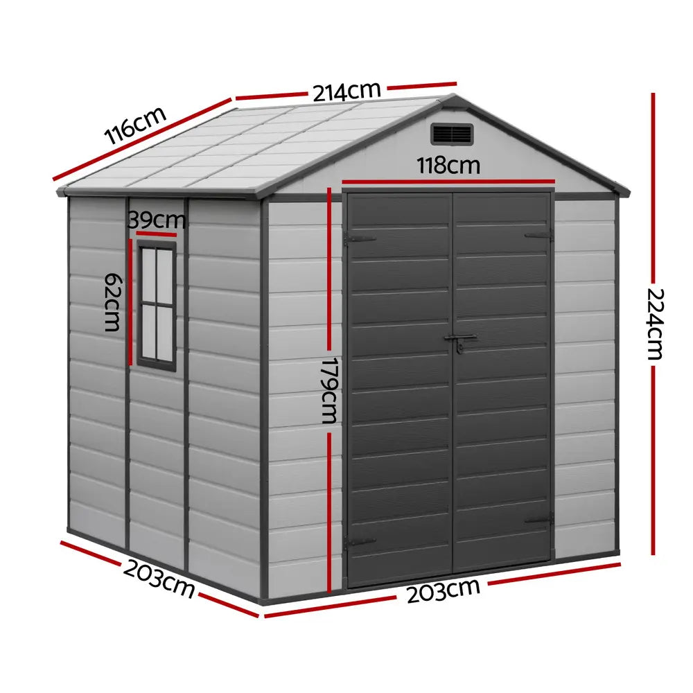 Giantz Garden Shed 2.15x2.14m Polypropylene - Workshop Storage with Window & Vents