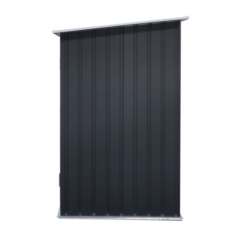 2.49 x 1.04m Metal Garden Shed – Outdoor Storage with Wood Log Alcove, Steel Frame, Sloped Roof (Anthracite)