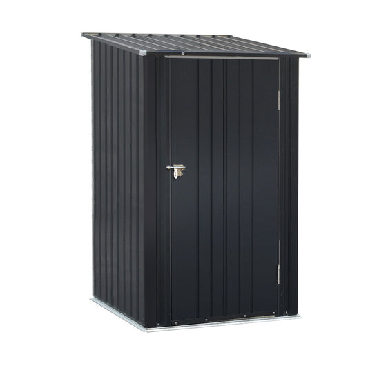 Secure outdoor tool locker 99x104cm with sliding door in modern courtyard