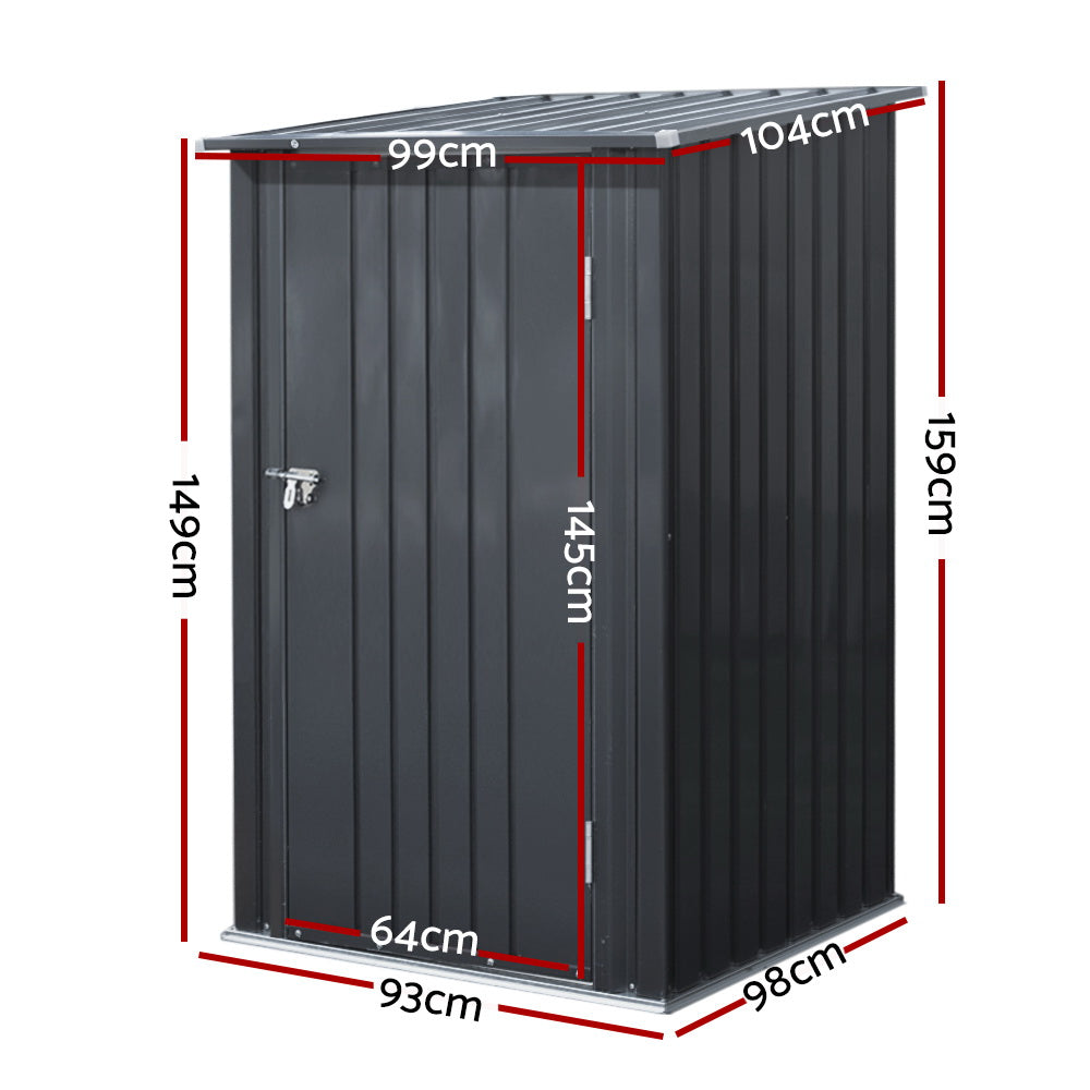 Compact storage locker fitting perfectly in small courtyard beside house