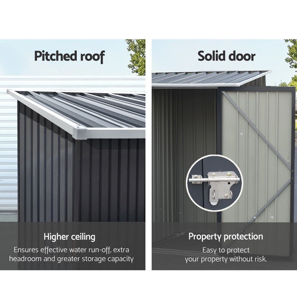 Heavy-duty lock system on galvanized steel outdoor storage cabinet