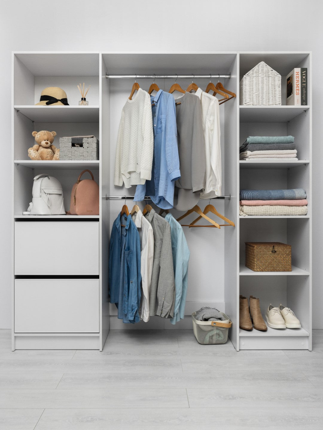 🔥 Transform Your Space Instantly: BASEL 2M Walk-In Wardrobe Kit – Slim Shaker White | Premium European Craftsmanship