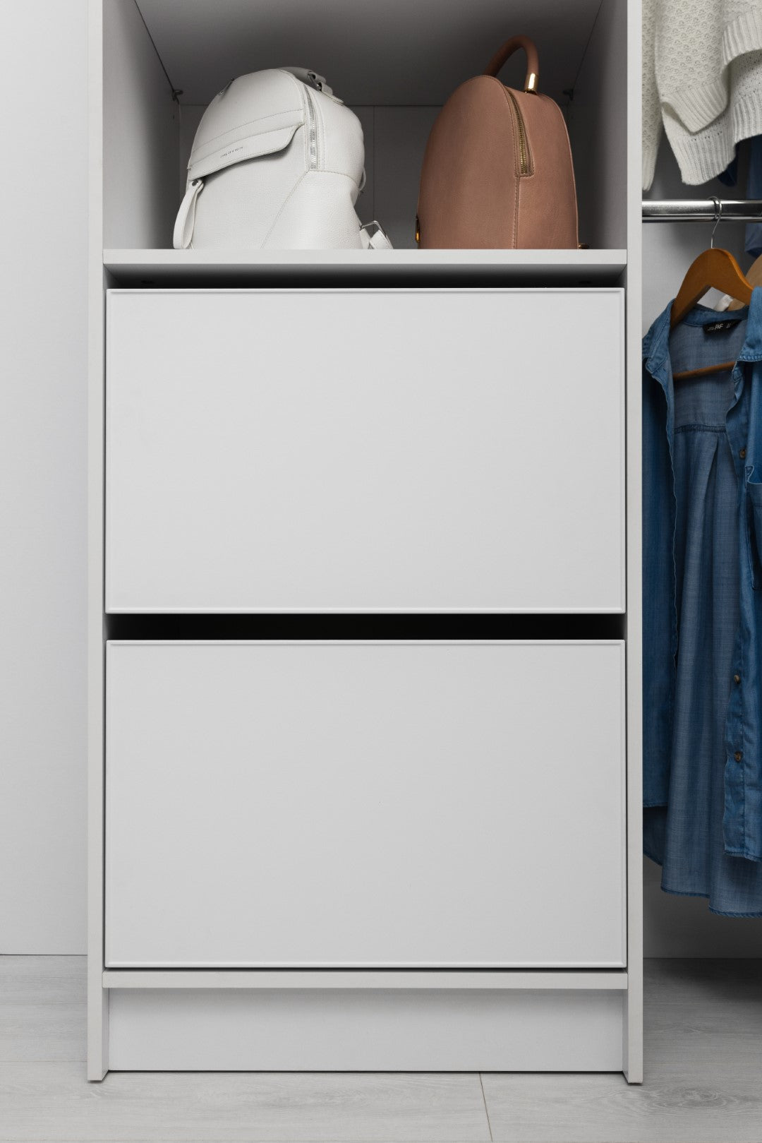 🔥 Transform Your Space Instantly: BASEL 2M Walk-In Wardrobe Kit – Slim Shaker White | Premium European Craftsmanship