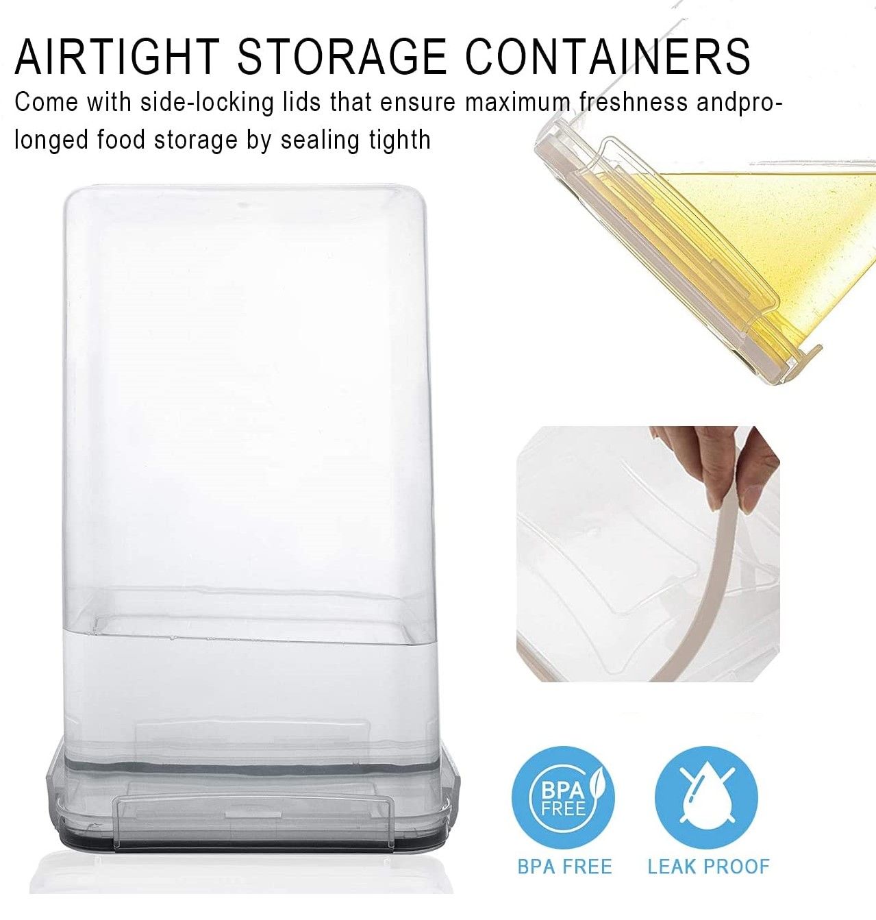 14-Piece Airtight Food Storage Container Set – BPA-Free Plastic with Easy-Lock Black Lids & Labels for Pantry & Kitchen Organisation