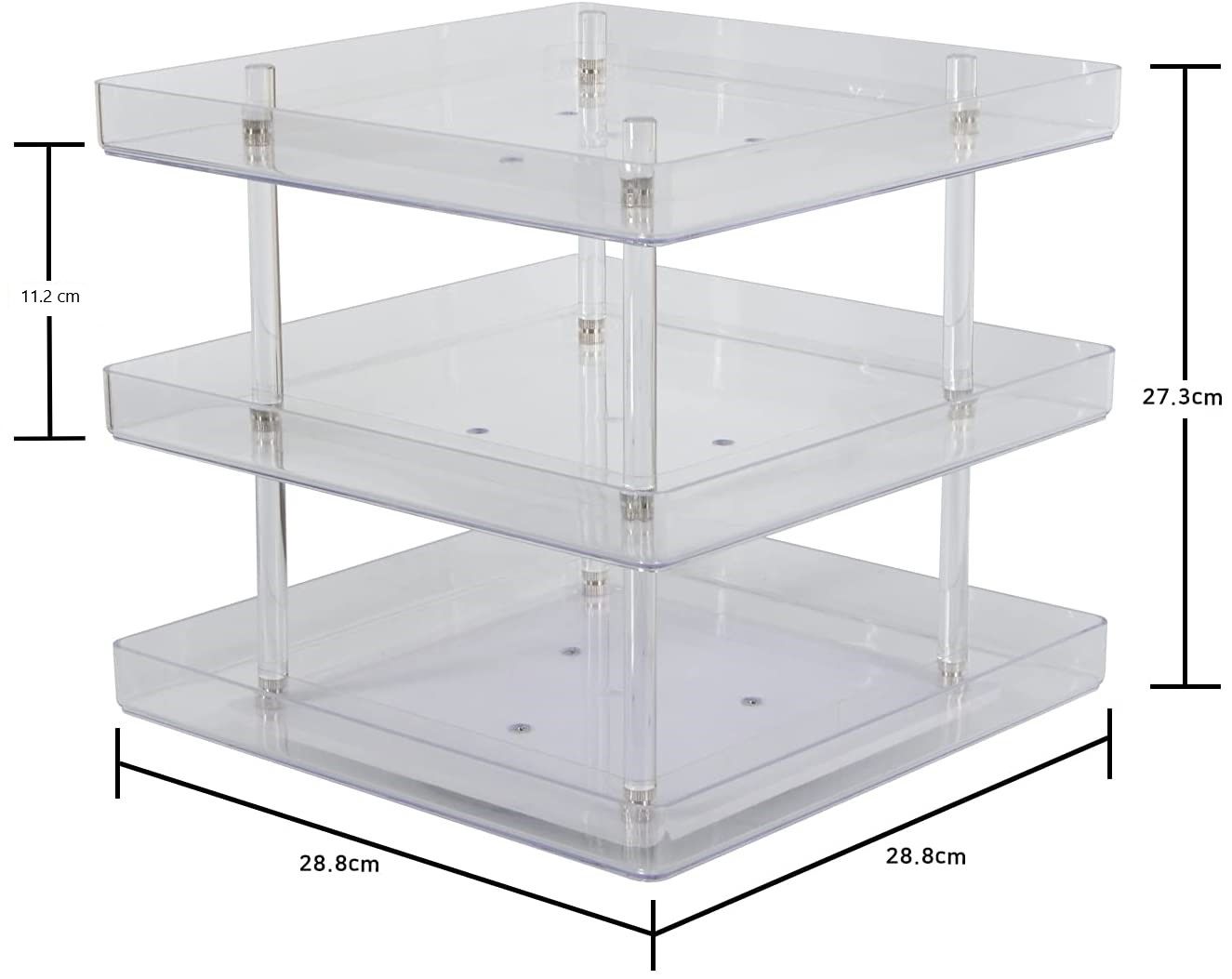 360° Rotating 3-Tier Nail Polish & Cosmetics Organiser - Elegant Acrylic Display Stand with Protective Guard – Perfect for Makeup Lovers