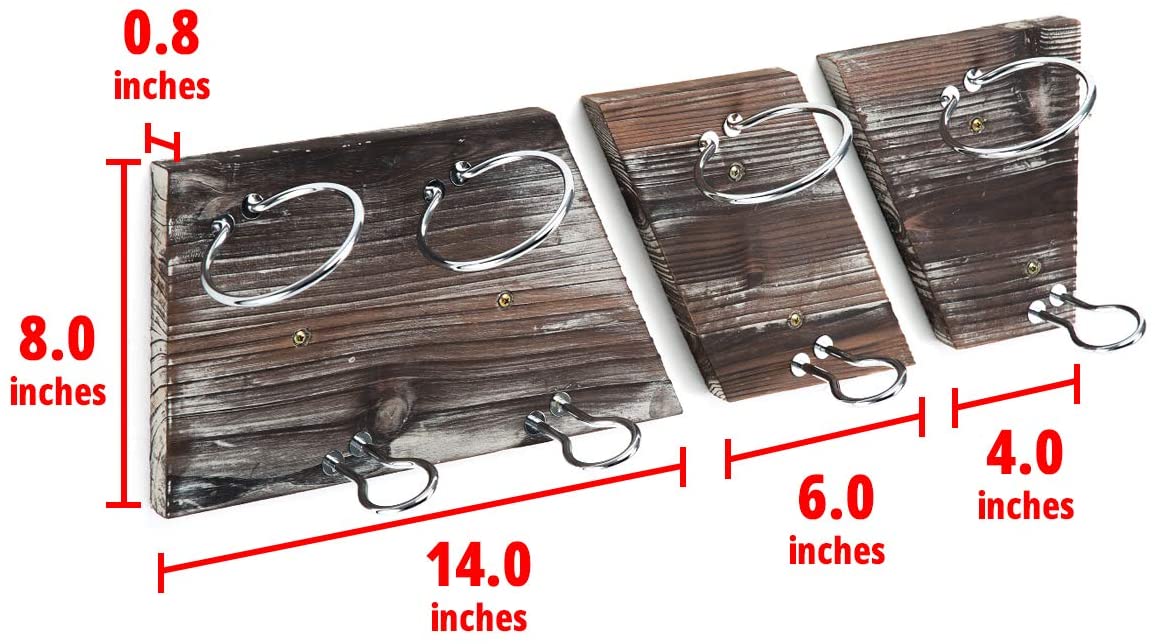 Rustic Wall-Mounted Wine Rack Set β 3pc for 4 Bottles