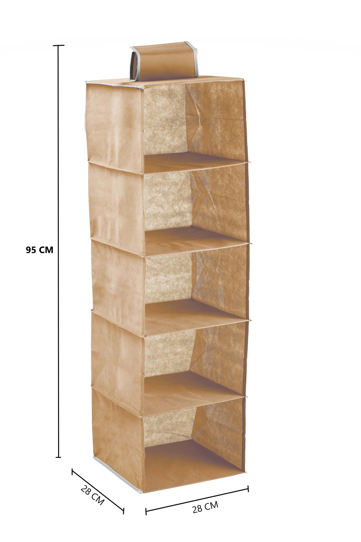 5 Tier Shelf Hanging Closet Organizer and Storage for Clothes (Beige)
