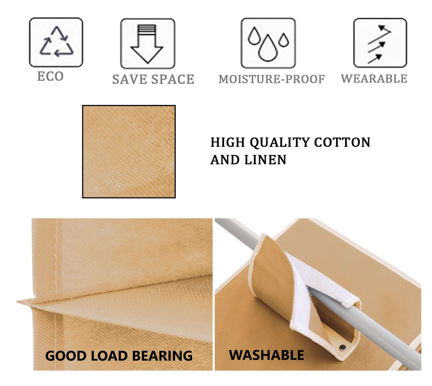 2-Pack Hanging Closet Organizer – 5-Shelf Foldable Fabric Storage