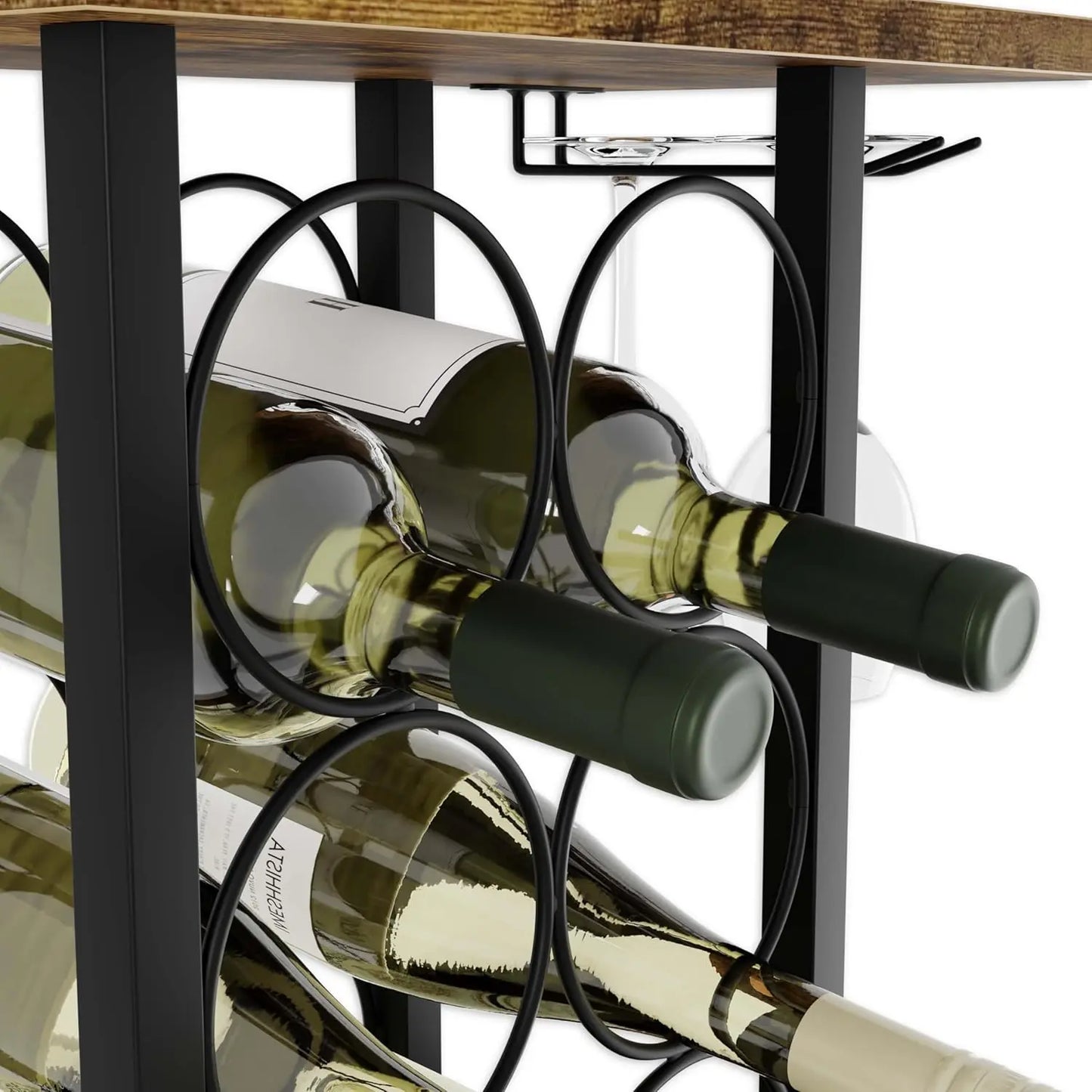 Countertop Wine Rack 6 Bottle with Glasses - Perfect Father's Day Gift