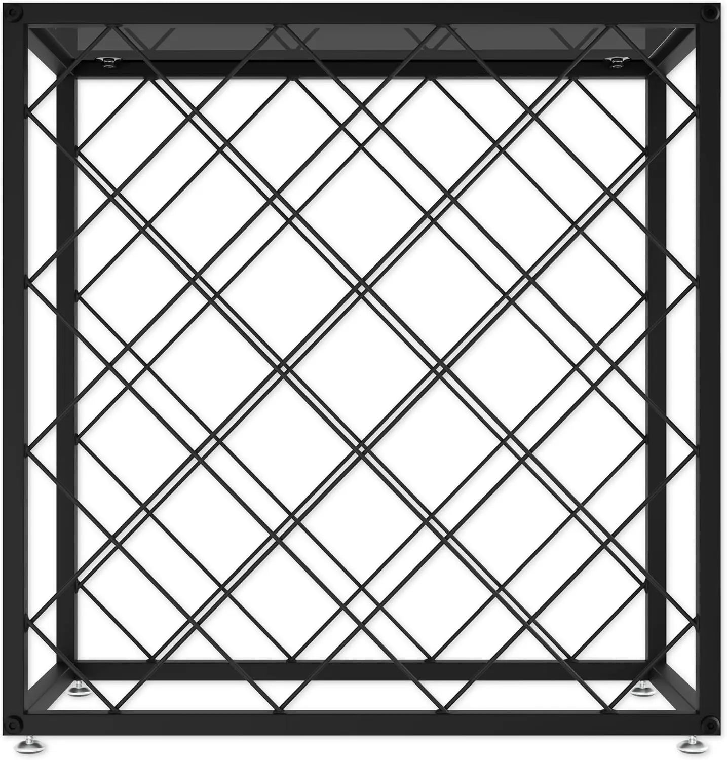 Side view of compact freestanding wine holder for 25 bottles