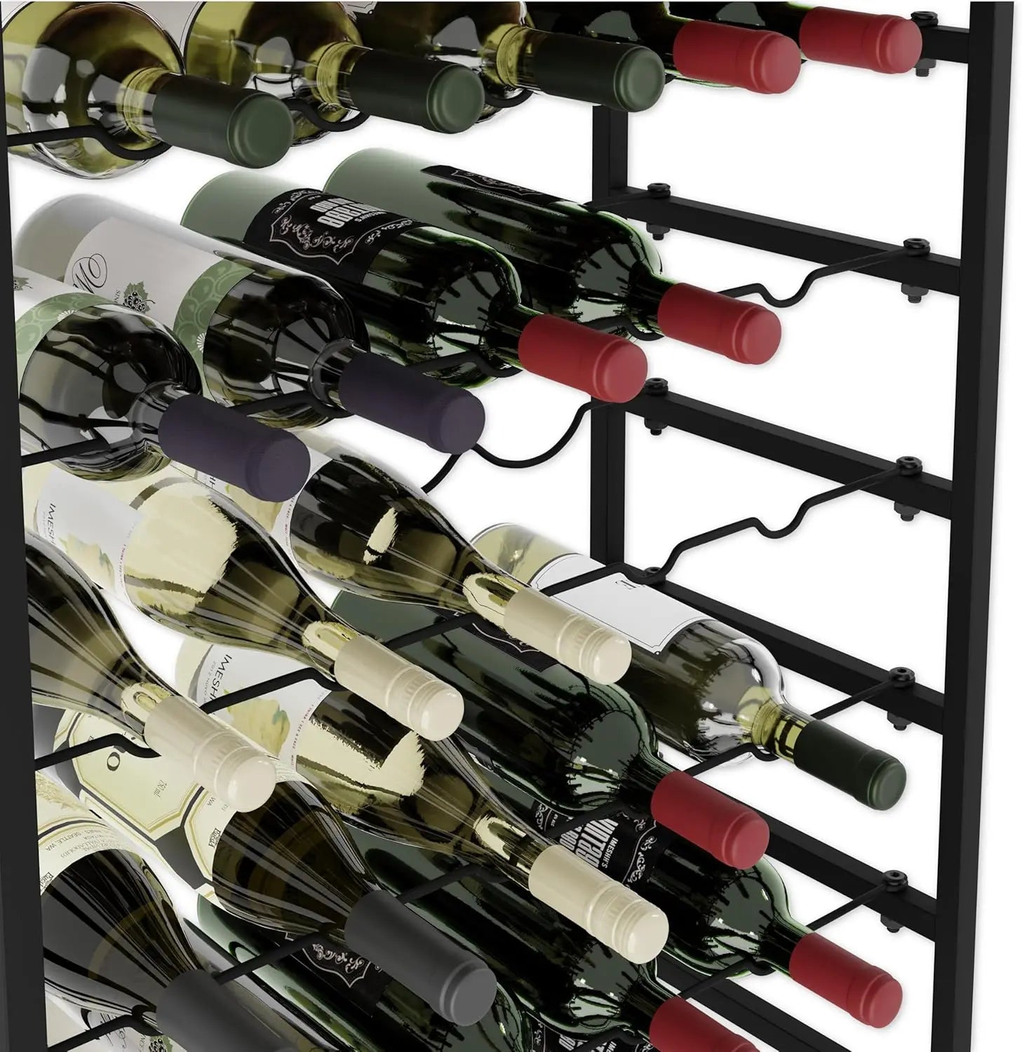 wine rack with adjustable feet and anti-tip safety