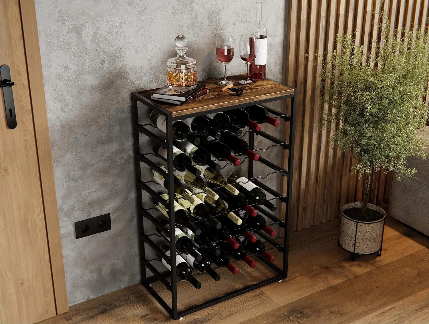 Wine Rack, Freestanding Wine Storage, 6 Tier Wine Stand, Metal Wine Shelf, Kitchen Wine Rack, Wine Organizer