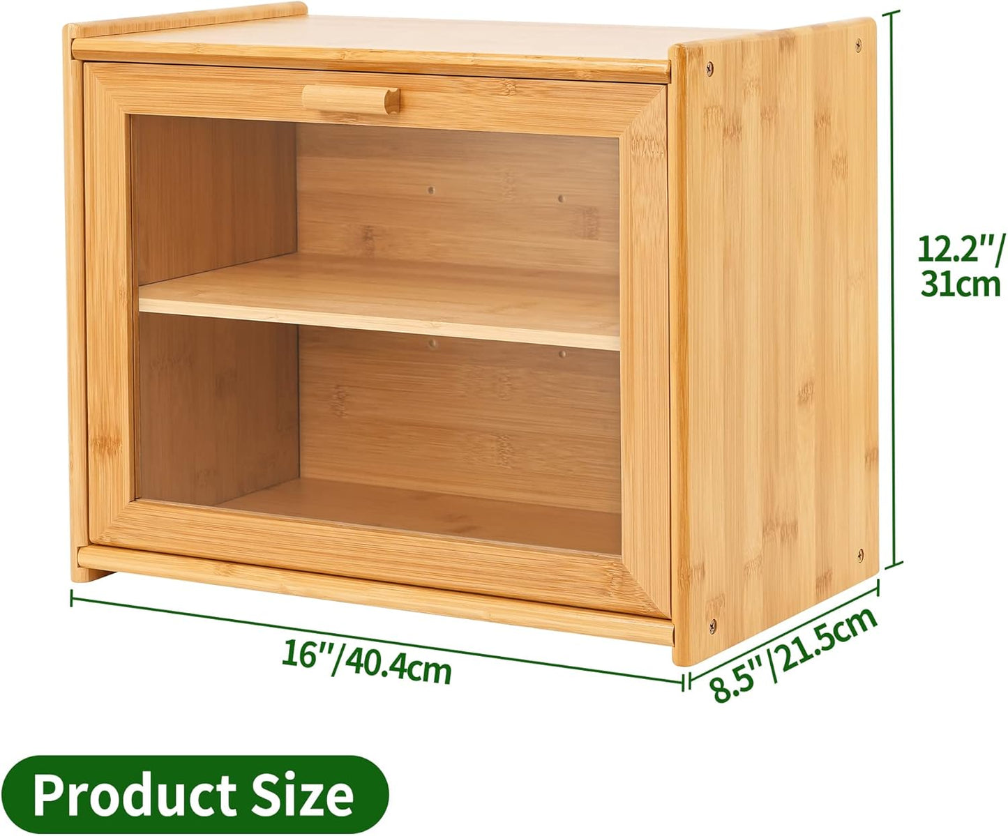 Double Layer Bamboo Bread Box – Large Capacity Kitchen Storage with Window for Fresh Baked Goods