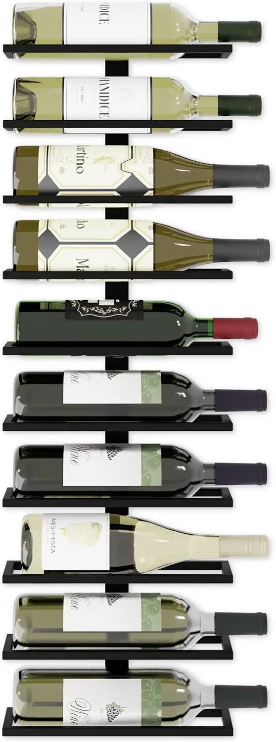 Wall Mount Wine Rack 10 Bottle - Black Metal Storage Australia