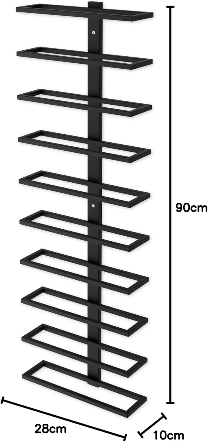 Wine rack dimensions chart showing 90cm height 28cm width 10cm depth measurements