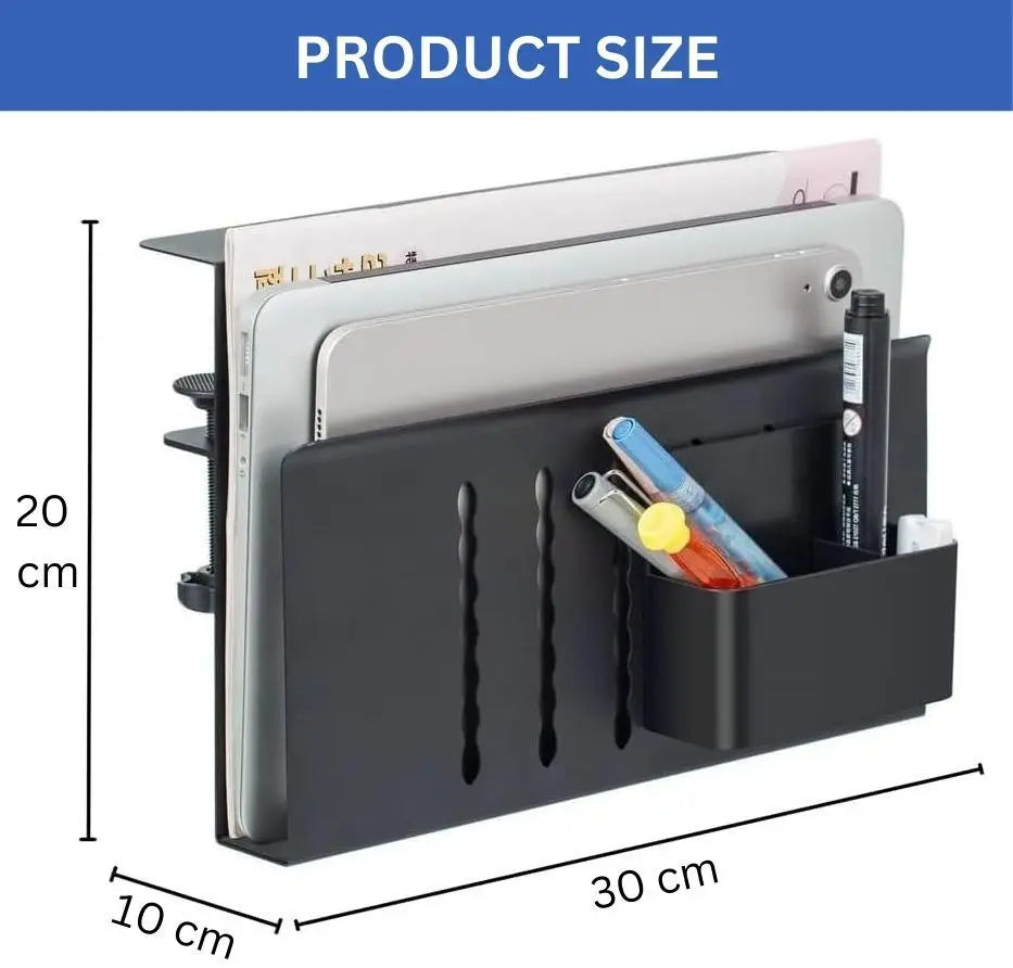 Under Desk Laptop Holder with Cable Tray & Pen Organizer – No Drill, Space-Saving Design