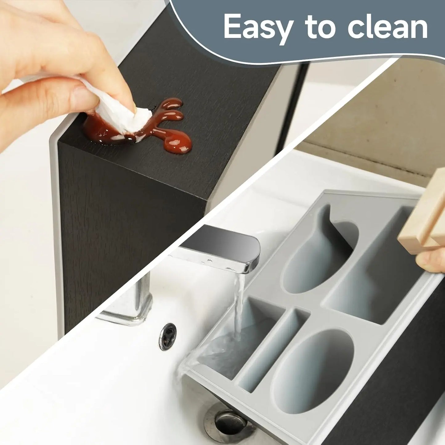 Wooden tray with waterproof silicone cup holders