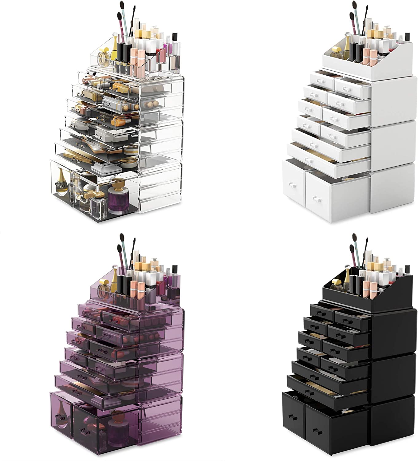 Luxury Black Makeup & Cosmetic Organizer with 12 Drawers | Modular Storage for Jewellery, Skincare & Beauty Must-Haves