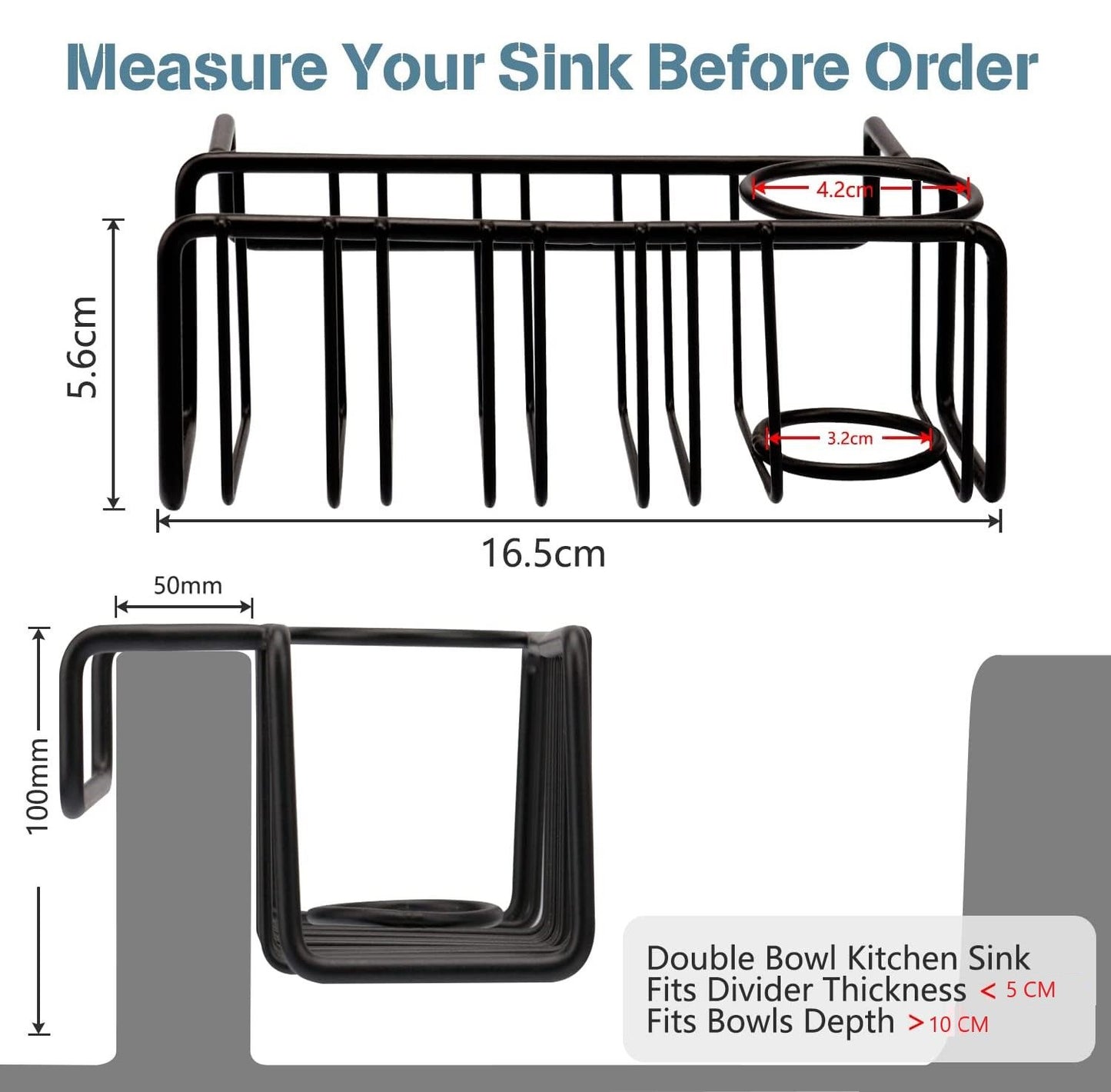 Stainless Steel Kitchen Sink Organizer Basket – Rustproof 2-in-1 Caddy for Sponges, Brushes & Soap
