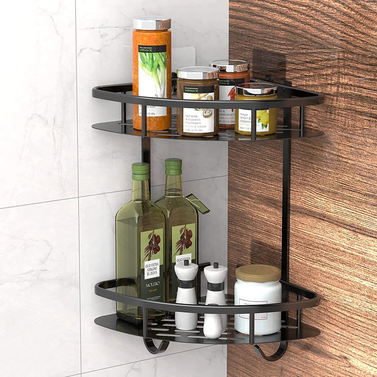 2-Pack Aluminium Shower Caddy Corner Shelves – No-Drill Adhesive Bathroom Storage Rack
