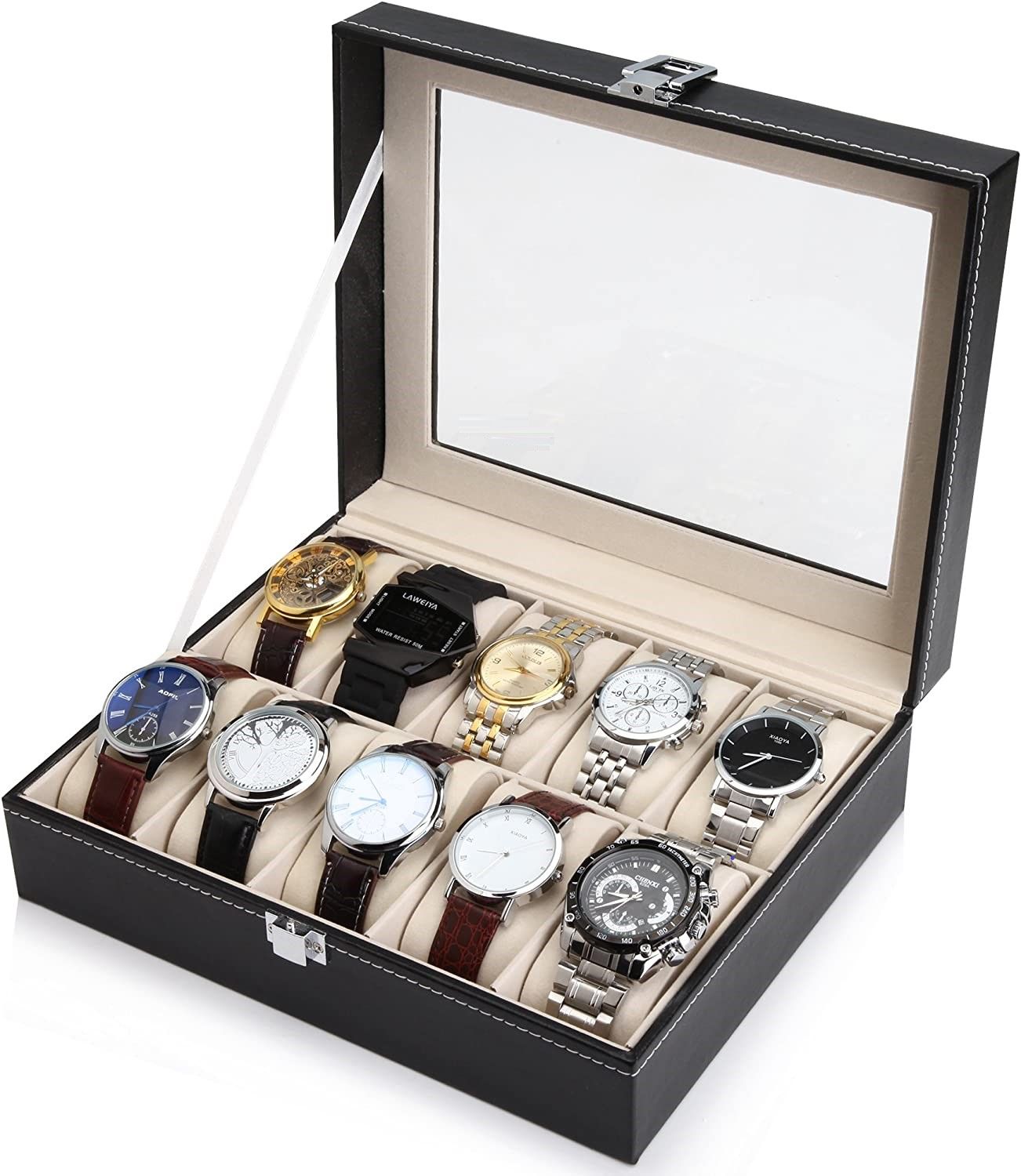 wooden watch display case for men's watches
