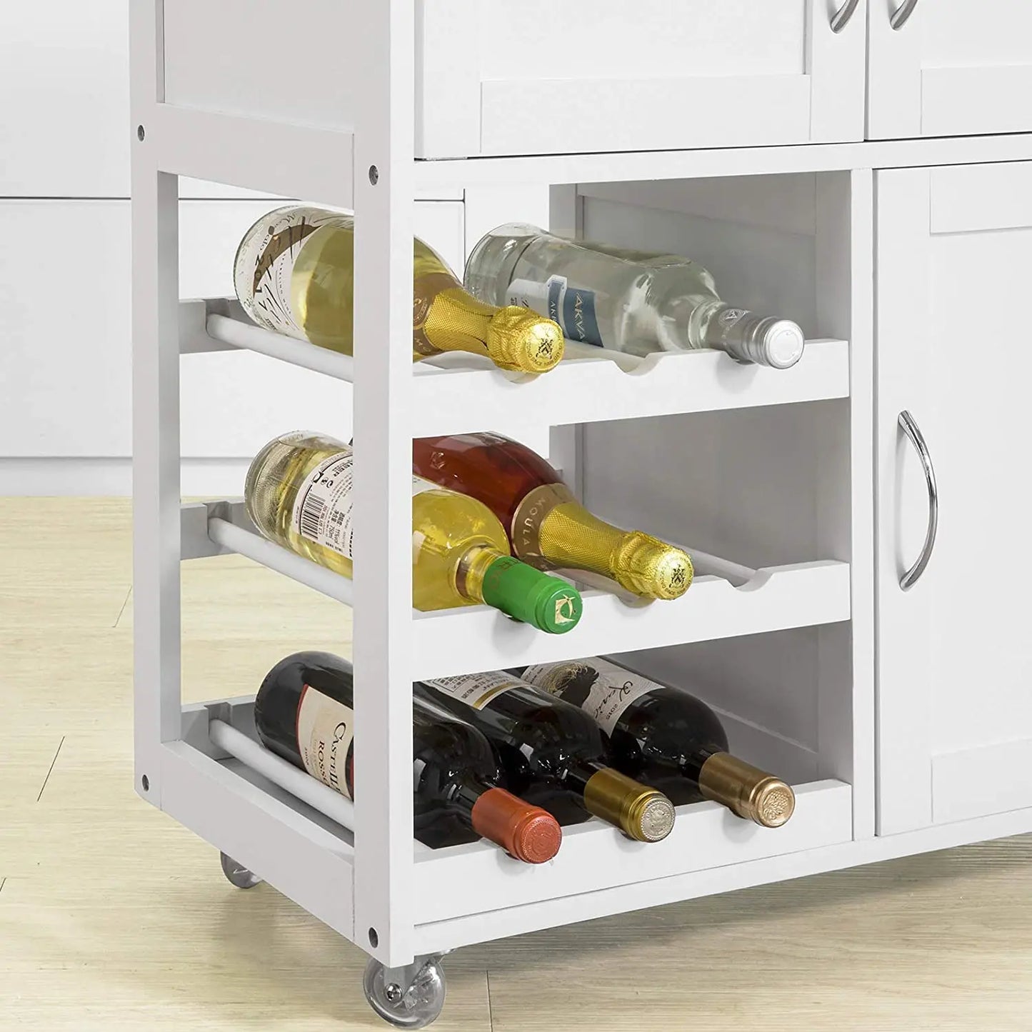 Scandinavian Kitchen Trolley Wine Cart - Premium Rubber Wood Australia
