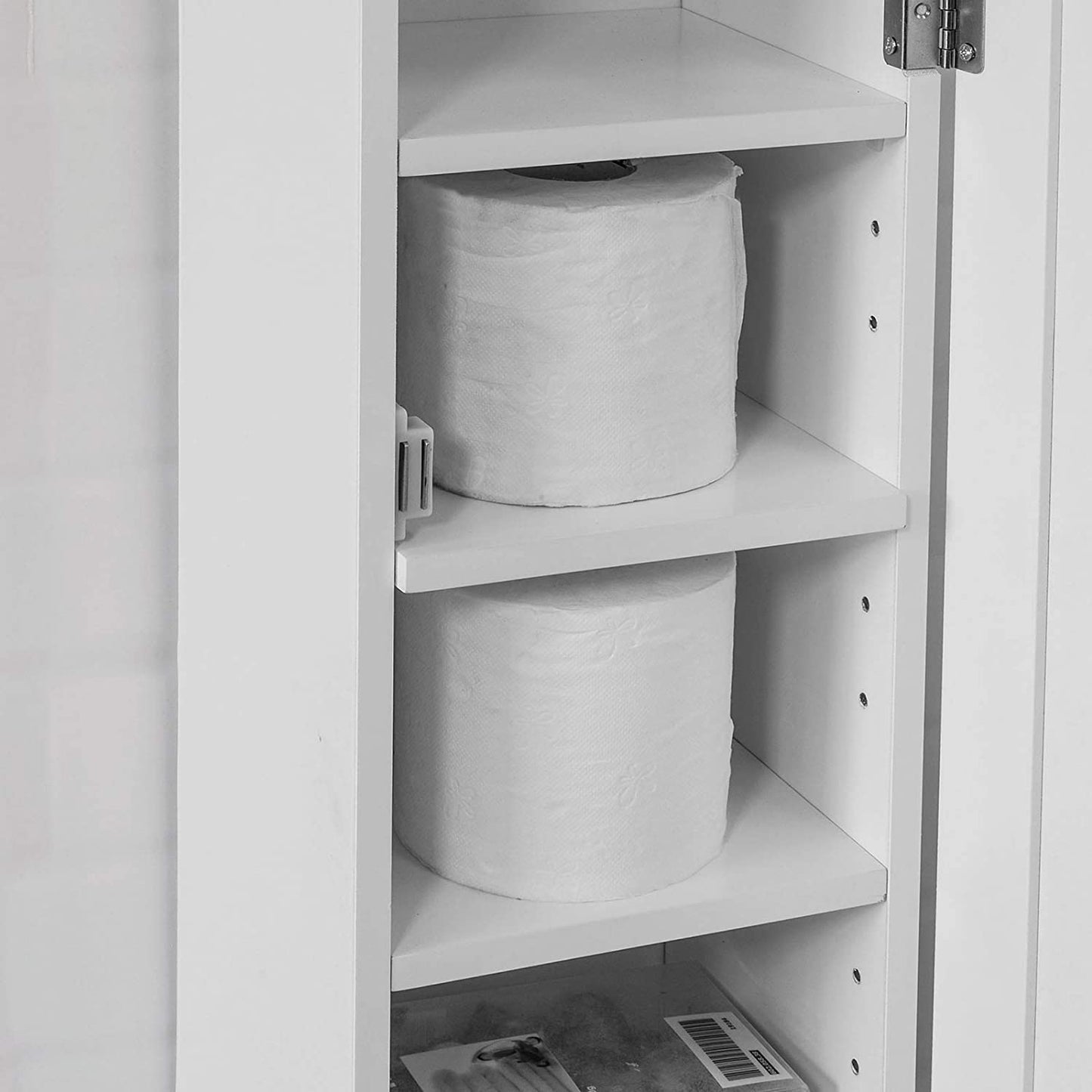 Slim Bathroom Storage Tower - 4-in-1 Toilet Paper Cabinet That Transforms Small Spaces