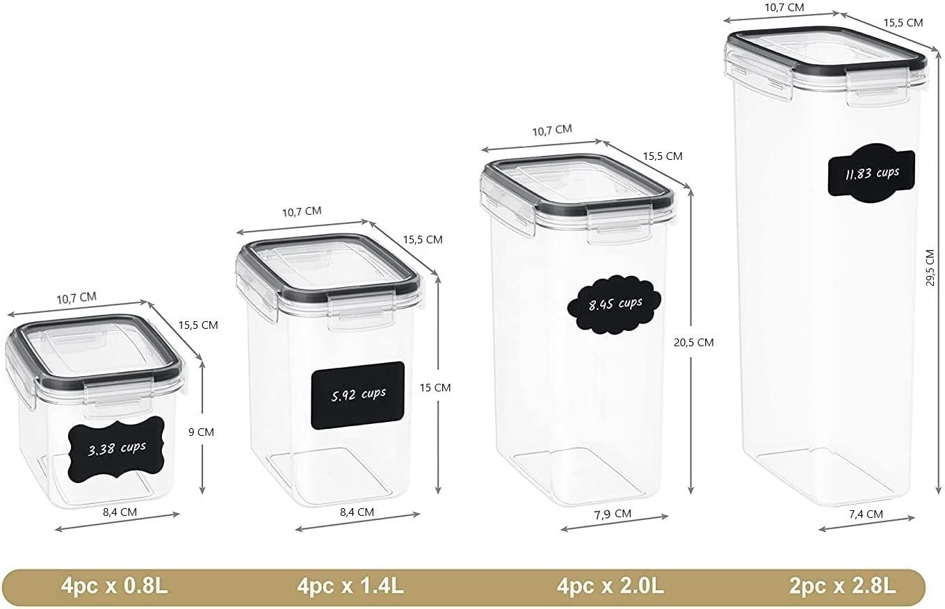 Premium 7-Piece Airtight Food Storage Container Set - BPA Free Kitchen Meal Prep Containers with Leak-Proof Lids (Black)