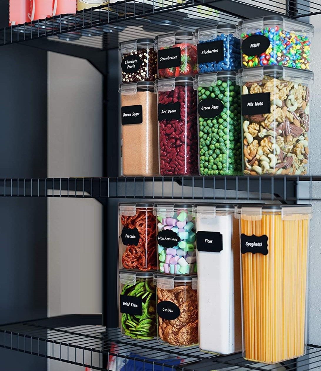 Premium 7-Piece Airtight Food Storage Container Set - BPA Free Kitchen Meal Prep Containers with Leak-Proof Lids (Black)